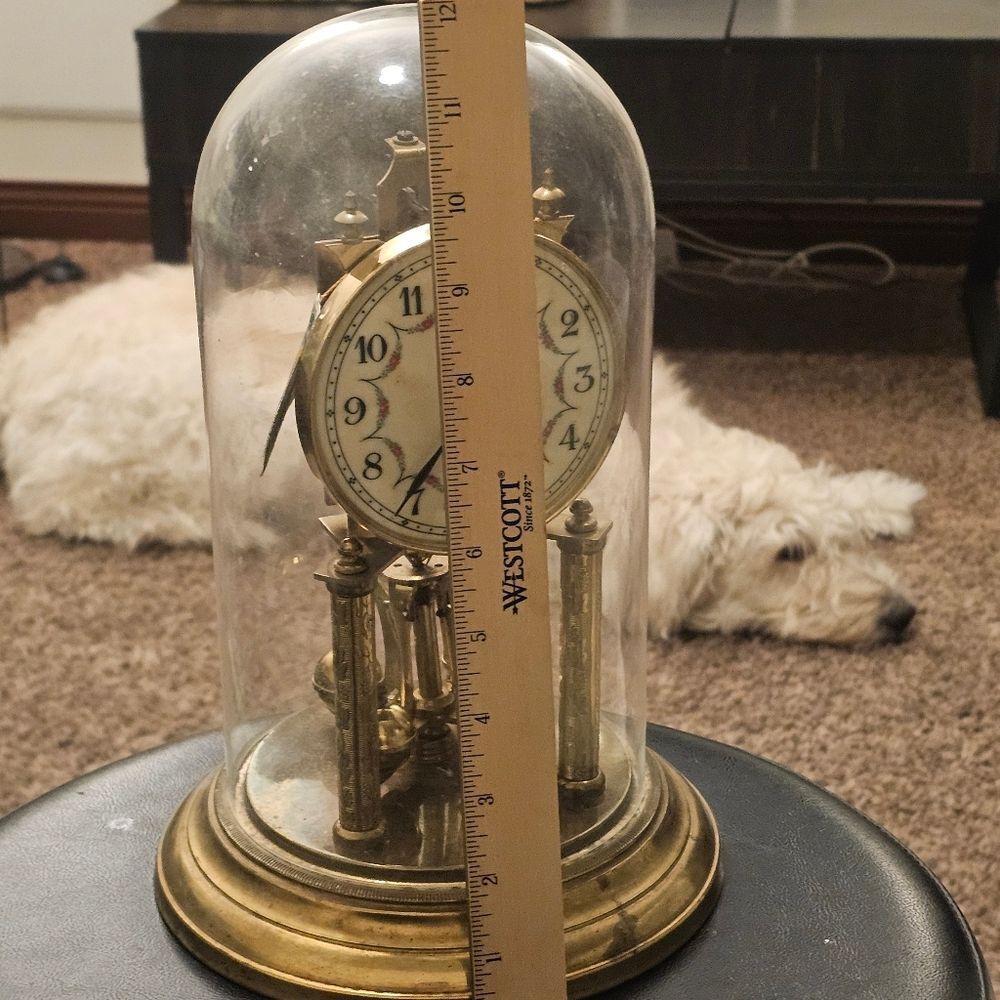 1949 Jahresuhrenfabrik BY German Clock manufacturer Gold and Cream Stand Clock - Picture 7 of 16